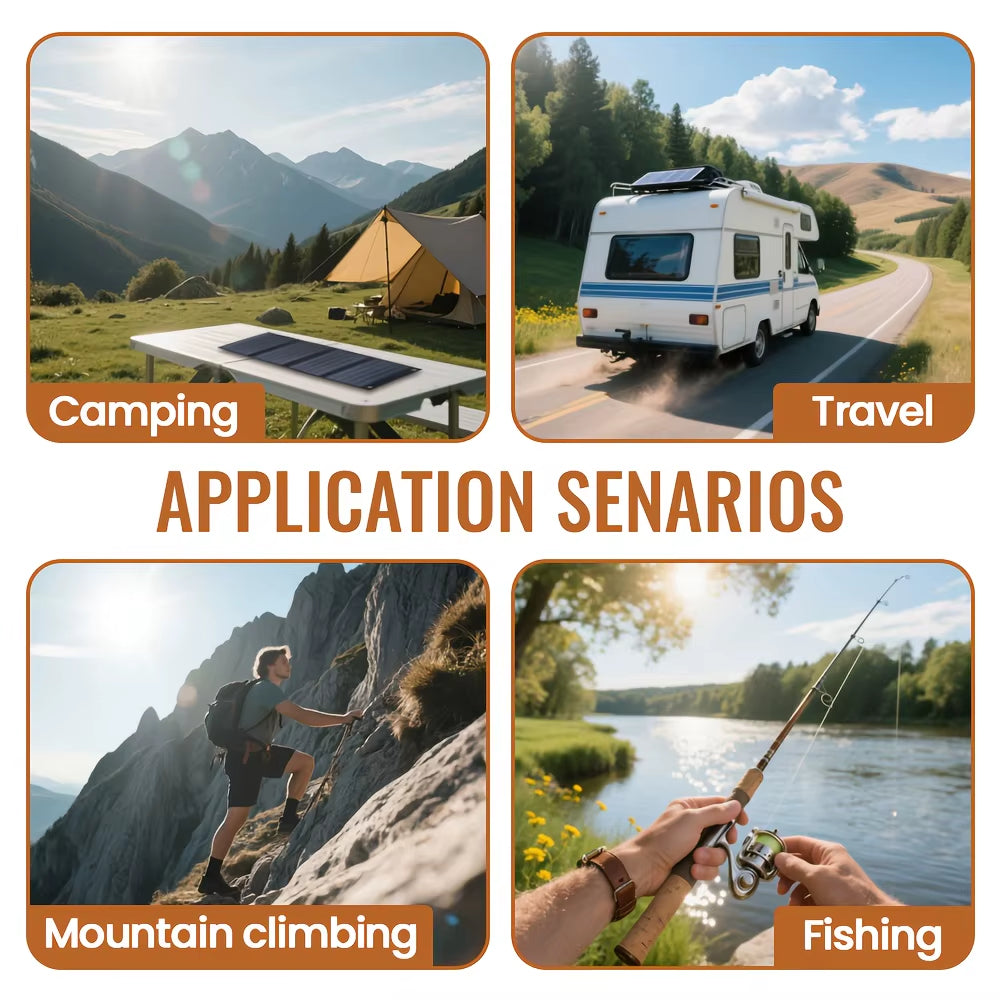 Solar Panel with USB 120W Outdoor Hiking and Camping Portable Battery Mobile Phone Charging Bank Charging Panel Waterproof