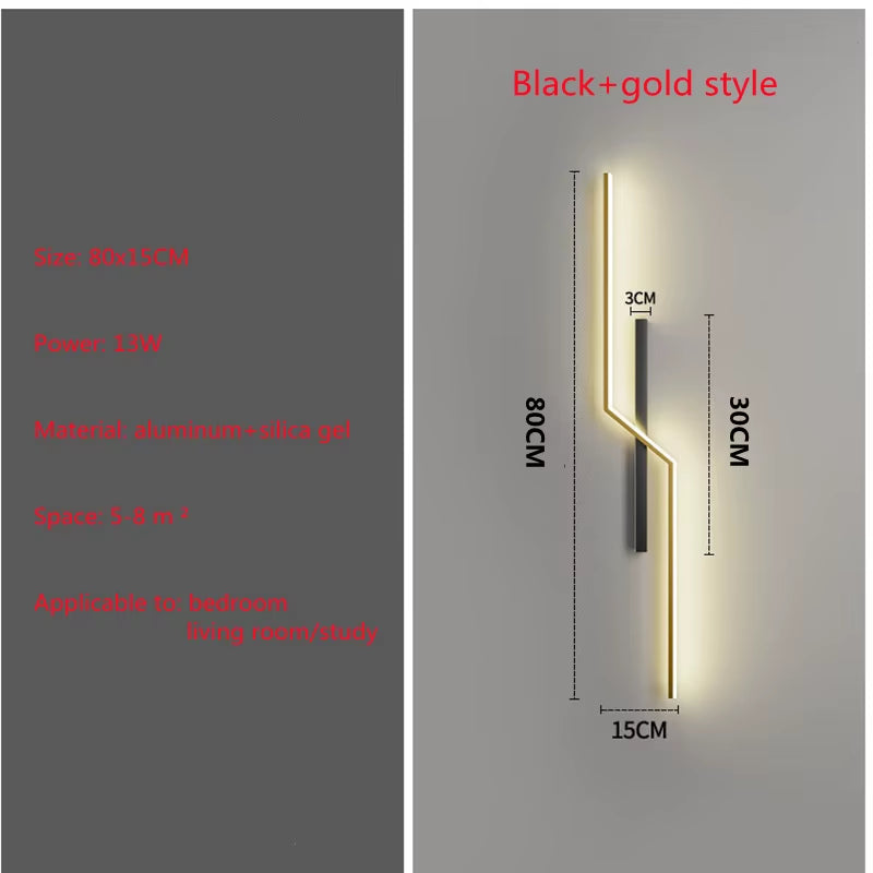 Modern Simple Indoor LED Strip Wall Lamp Creative Bedroom Bedside Living Room Grille TV Sofa Background Wall Lamp Lighting