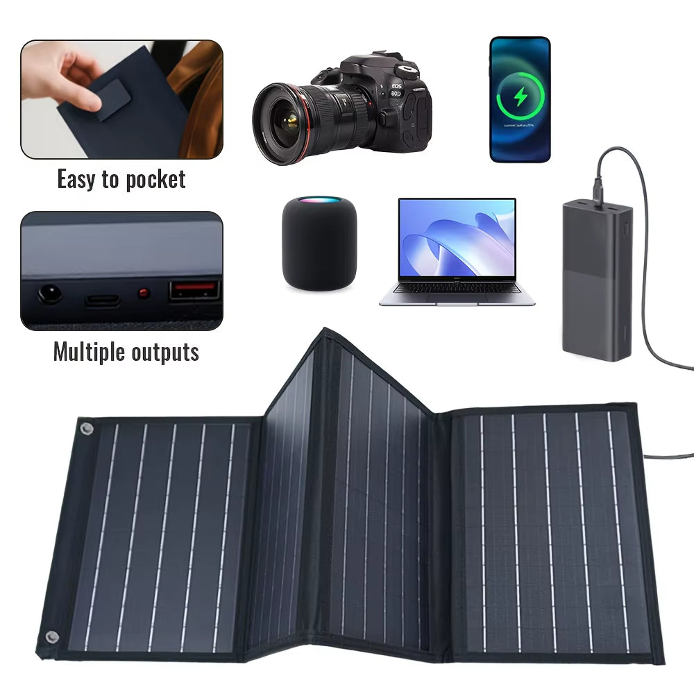 Solar Panel with USB 120W Outdoor Hiking and Camping Portable Battery Mobile Phone Charging Bank Charging Panel Waterproof