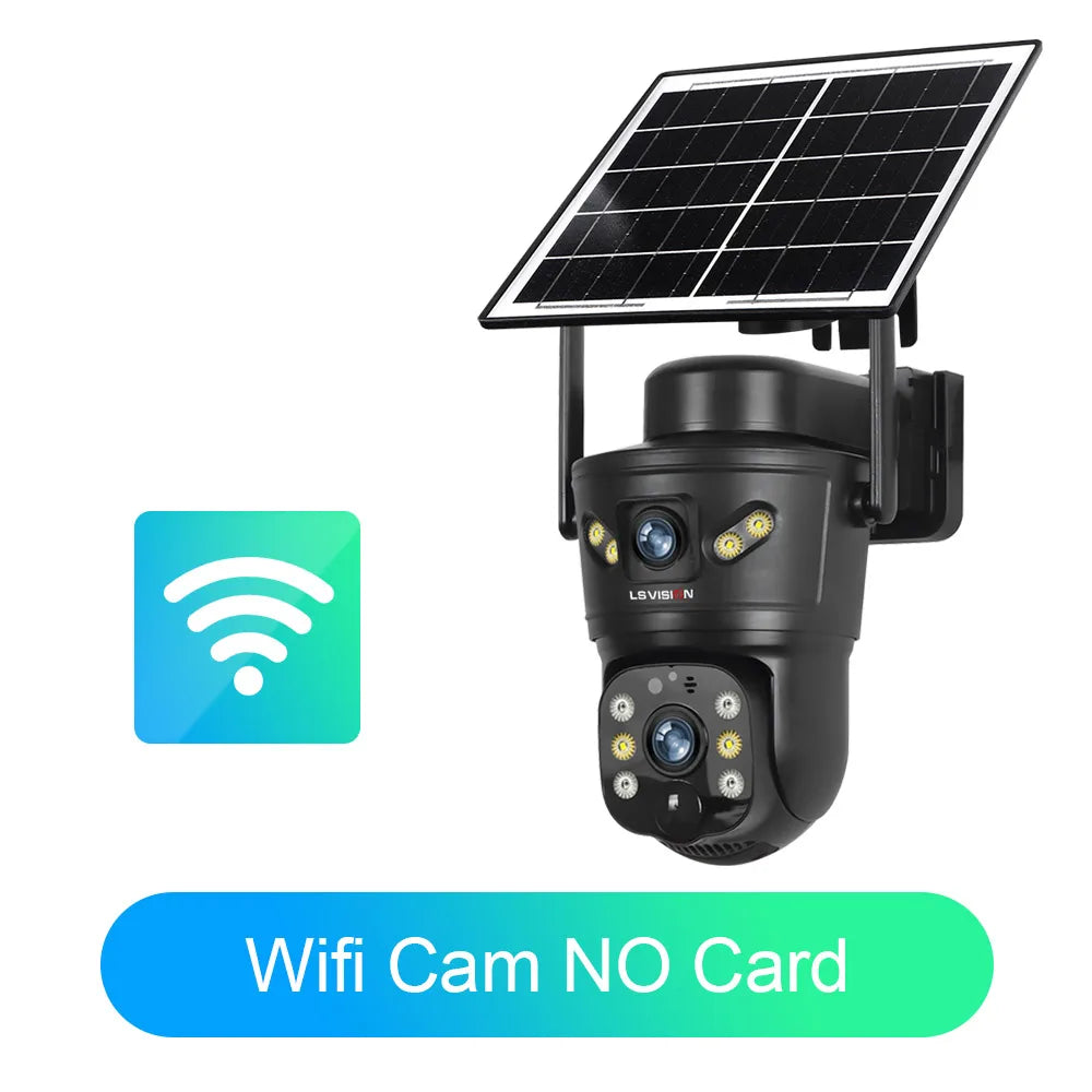 4G /WIFI Outdoor Solar Camera 8MP Dual Lens PIR Sim Card Built in Night Vision Waterproof Security Camara Battery CCTV