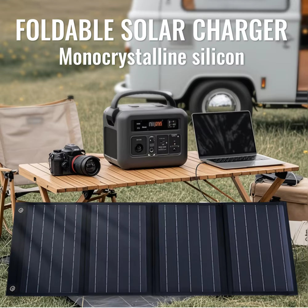 Solar Panel with USB 120W Outdoor Hiking and Camping Portable Battery Mobile Phone Charging Bank Charging Panel Waterproof