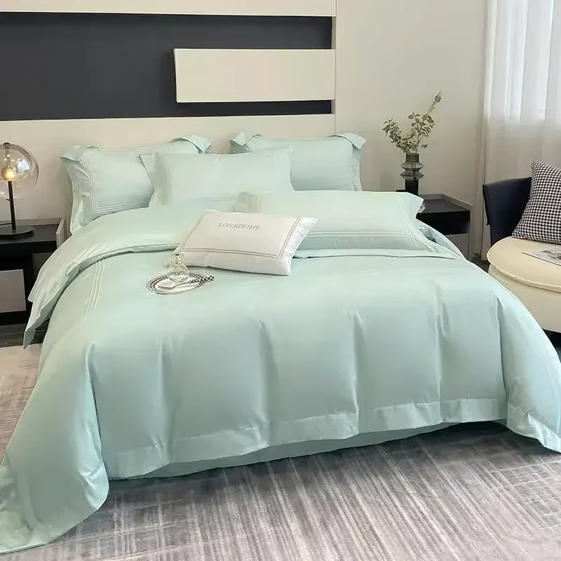 High-End 100% Cotton Bedding Set King Size Simple White Duvet Cover Set 220X240 Simple Soft Skin Friendly Comforter Bedding Sets