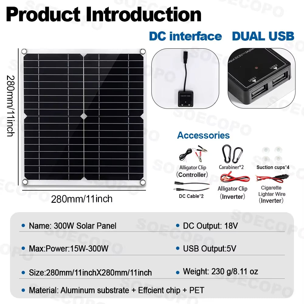 7000W Solar Power Kit with 100A Controller & 300W Panel Inverter 12V to 110V/220V for Home/Camping/Rv/Emergency Backup