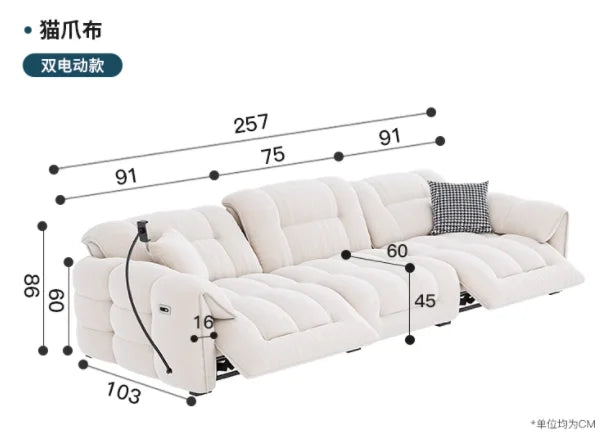 Italian Modern Luxury Loveseat Electric Recliner Sofa for Designer Apartments and Home Decor