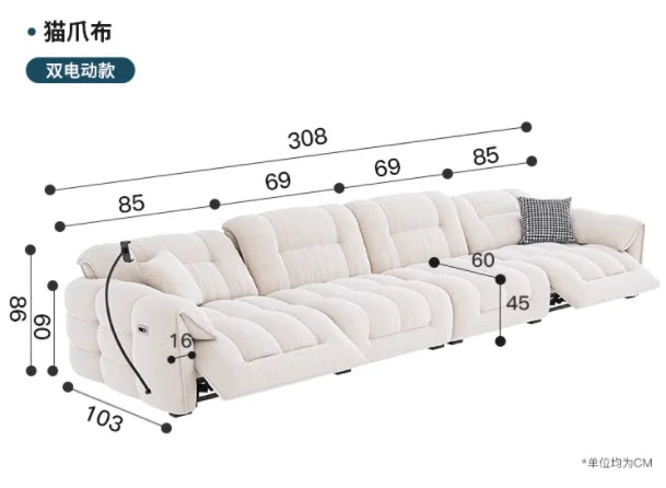 Italian Modern Luxury Loveseat Electric Recliner Sofa for Designer Apartments and Home Decor