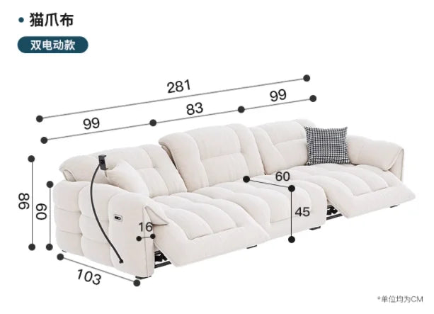 Italian Modern Luxury Loveseat Electric Recliner Sofa for Designer Apartments and Home Decor