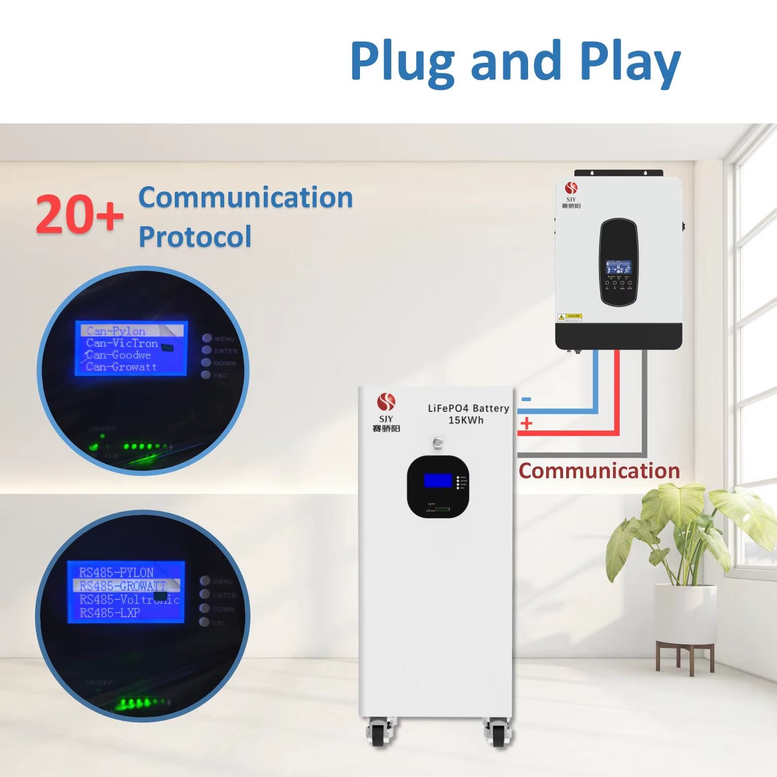 South Africa Warehouse 15Kwh Lifepo4 48V 51.2V 300Ah Lithium Battery Pack for 5Kw 10Kw 15Kw Solar Energy Storage Inverter System