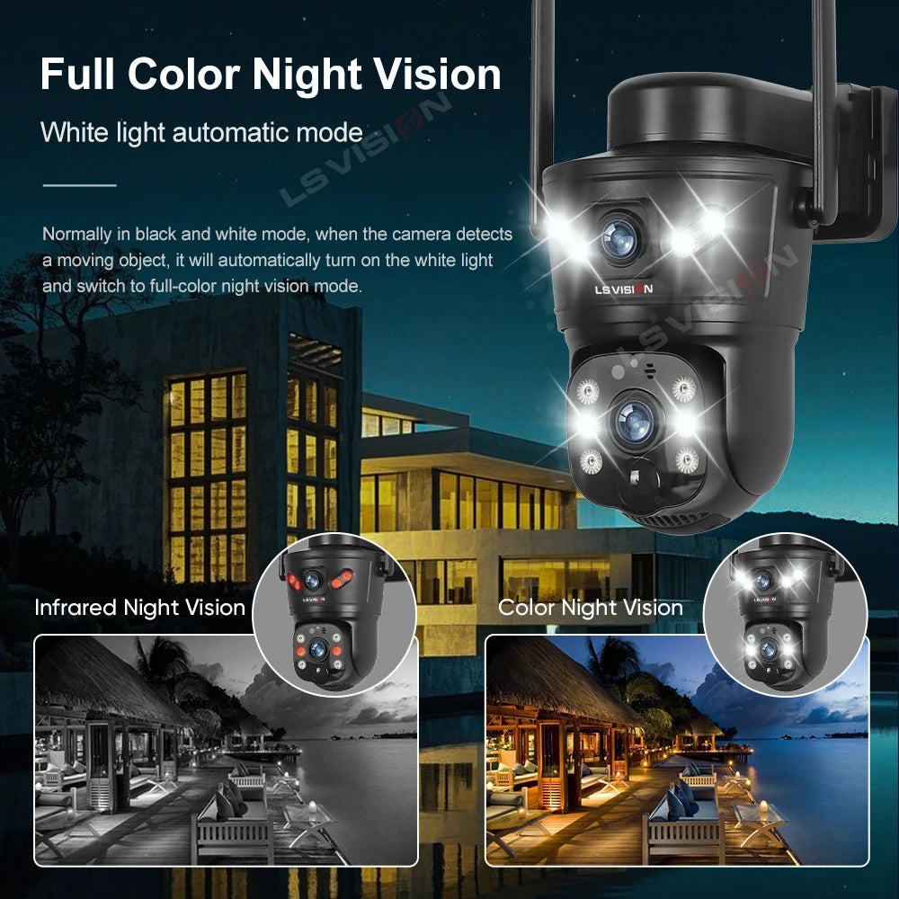 4G /WIFI Outdoor Solar Camera 8MP Dual Lens PIR Sim Card Built in Night Vision Waterproof Security Camara Battery CCTV