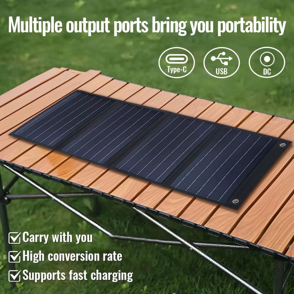 Solar Panel with USB 120W Outdoor Hiking and Camping Portable Battery Mobile Phone Charging Bank Charging Panel Waterproof