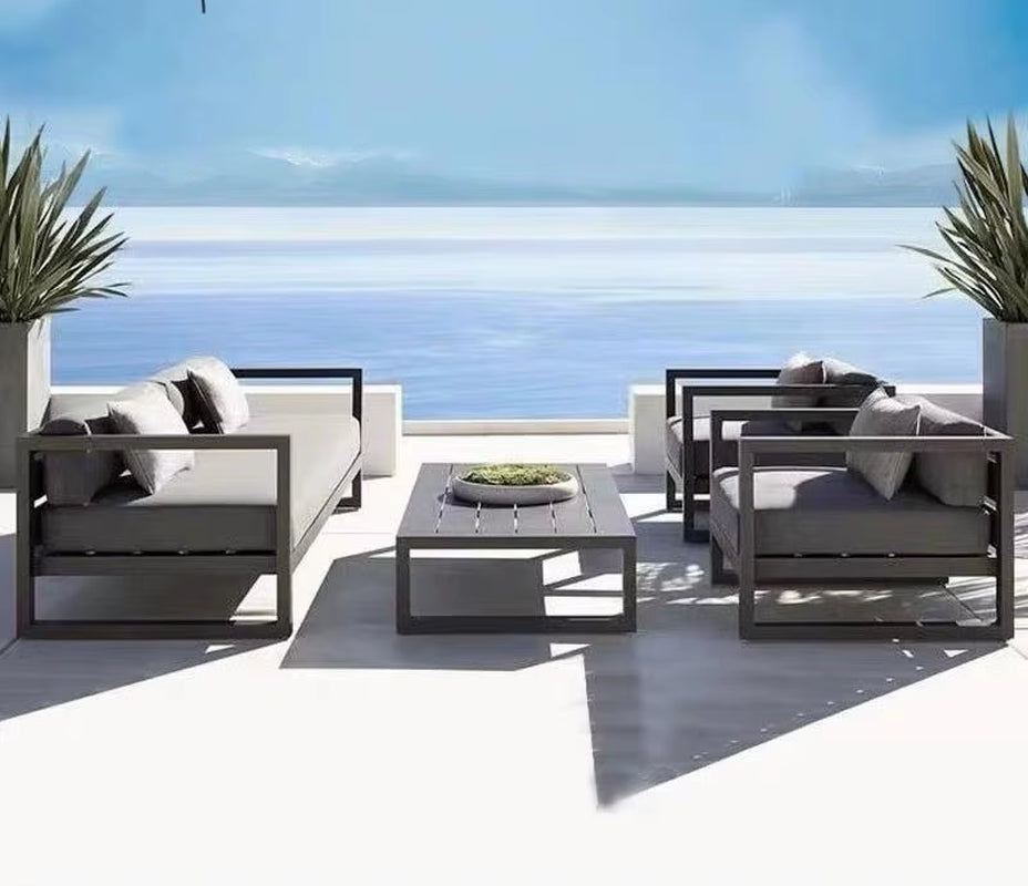 Nordic Style Two Seats All Weather Outdoor Furniture Metal Outdoor Furniture, Aluminum Outdoor Furniture Set